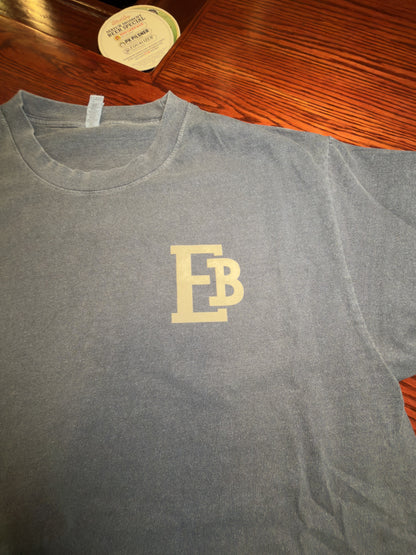Front view of the Faded Navy Seattle Skyline T-Shirt with small EB chest mark